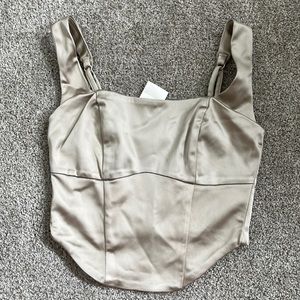 Abercrombie A&F champagne satin corset top tank NWT XS